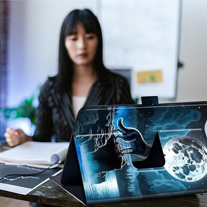 Case for Lenovo Tab P11 Pro Gen 2 11.2" 2022,Mxfdegf 360 Degree Rotating Stand and Magnetic Closure Case for 11.2 inch Lenovo Tab P11 Pro 2nd Generation,Nebula/Galaxy Wolf Moon