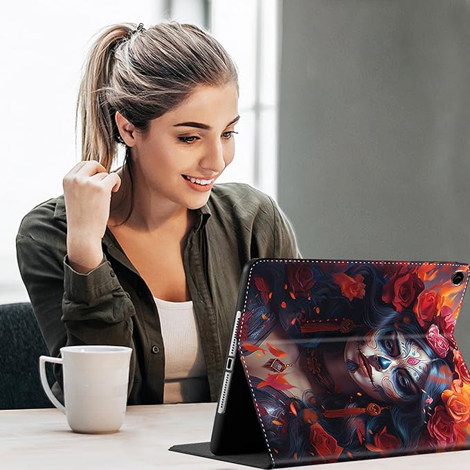 Case for Galaxy Tab A9 Plus ， Auto Sleep/Wake Multi-Angle Viewing Slim Folio Stand Cover for Samsung Galaxy Tab A9+/A9 Plus 11 Inch 2023 (SM-X210/X216/X218), Sugar Skull Girl