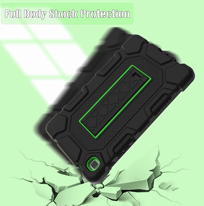 Rantice Samsung Galaxy Tab A7 Case with Kickstand, Shockproof Rugged Tablet Case for Galaxy Tab A7 (SM-T220/T225), Black+Green