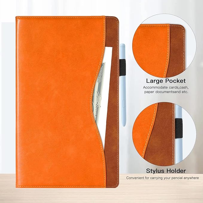 Case for Lenovo Tab M11 / K11 LTE 11 Inch (TB330FU) Business Premium PU Leather Protective Case with Elastic Band & Card Holder - Orange