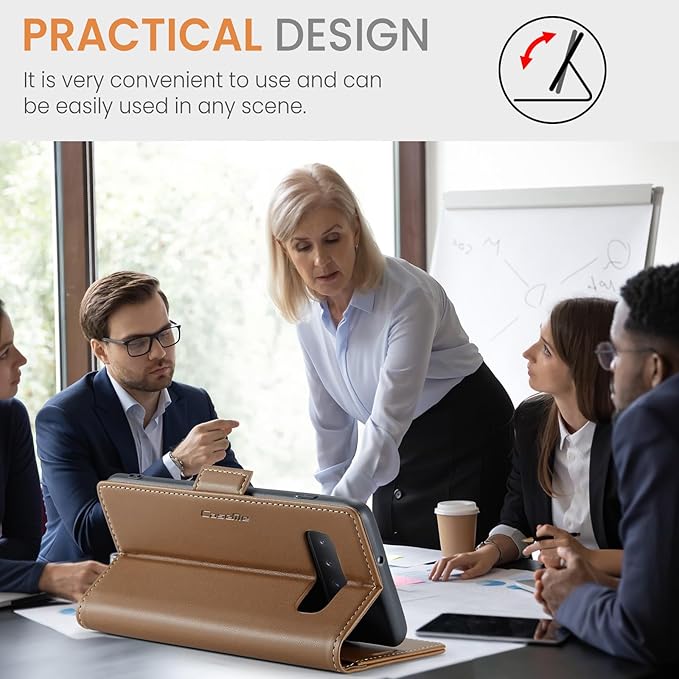 Case for Samsung Galaxy S10 Wallet Case, RFID Blocking PU Leather Flip Folio Cover Card Holder Kickstand Shockproof Phone Case Compatible with Samsung Galaxy S10, Brown