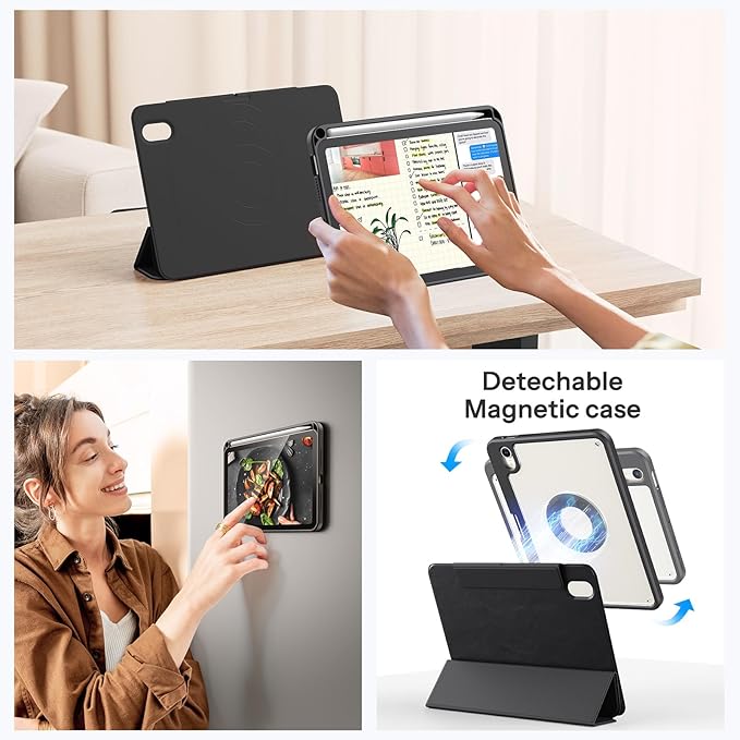 SPARIN Case for iPad mini 7 A17 Pro 2024/iPad Mini 6 2021 8.3 Inch, Detachable Magnetic Cover, Portrait/Landscape Stand with Pencil Holder, Support Auto Wake/Sleep (Black)