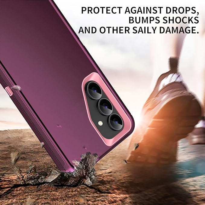 for Galaxy S25 FE 5g Case,Shockproof Dropproof Dustproof 3-Layer Full Body Protection Rugged Heavy Duty High Impact Hard Cover Case for Galaxy S25 fe,Purple/Pink