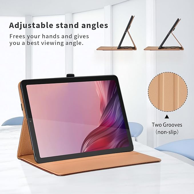 Case for Lenovo Tab M9 9 Inch 2023 (TB-310FU) / Nook 9" Lenovo Tablet (2024)- PU Leather Business Folio Protective Cover with Hand Strap and Pocket, Brown