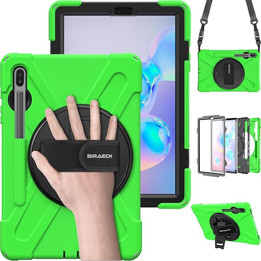 BRAECN for Galaxy Tab S6 Case with Pen Holder/Hand Strap/Rotating Stand/Shoulder Strap,Hybrid Heavy Duty Shockproof Case for 2019 Model 10.5 inch Galaxy Tab S6 Tablet(SM-T860/T865/T867)-Green