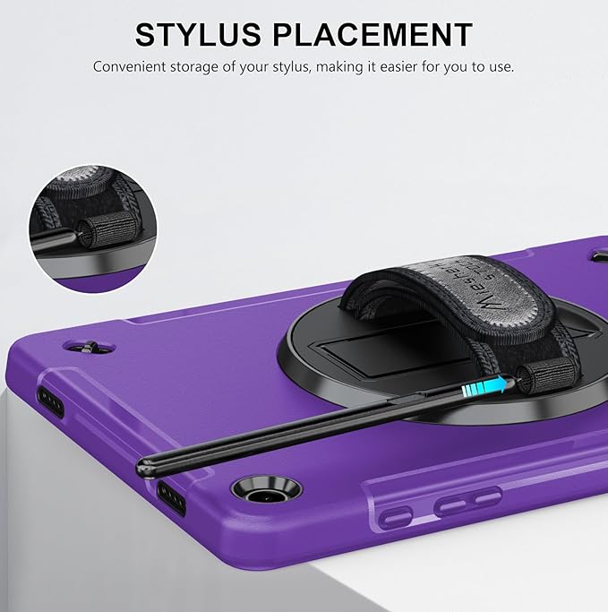 Case for Galaxy Tab A9 Plus 5G 2023: Heavy Duty TPU Cover for Samsung Tablet A9+ 11 Inch with Screen Protector- Stand - Handle - Shoulder Strap -S-Pen Holder- Purple