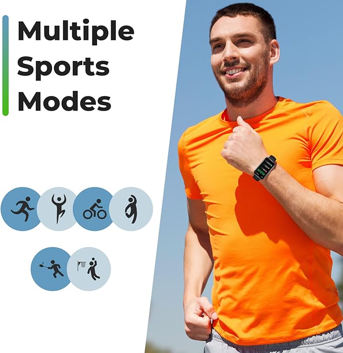 Fitness Tracker Smart Watch, 1.47" Full Touch Health Tracker with 24/7 Heart Rate & Blood Oxygen Monitor, Sleep Tracker, 3ATM Waterproof Step Tracker Activity Tracker for Women Men, Deep Black