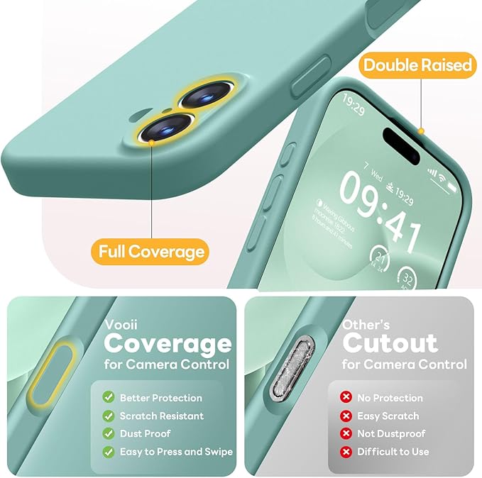 Vooii Magnetic Compatible with iPhone 17 Case (Compatible with Magsafe) (Upgraded Camera Protection) Liquid Silicone Shockproof Full Body Protective Phone Cover for Women Men, Pine Green, 6.3"