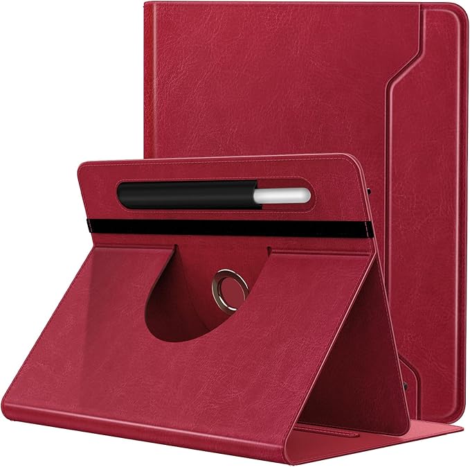 TiMOVO Universal Case for 9-11 Inch Tablet, 360 Degree Rotating Stand Protective Cover with Pen Pocket for 9 10 10.1 Inch Android Touchscreen Tablet, Vintage Red