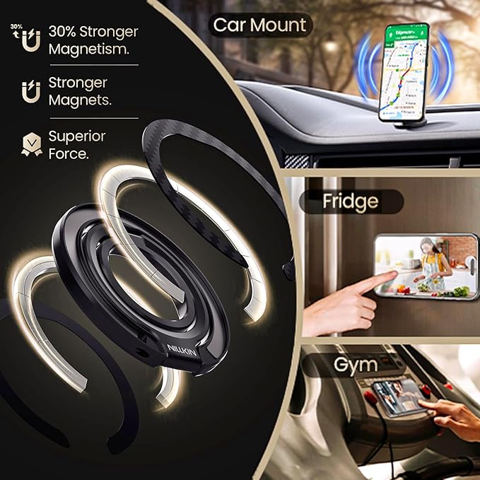 Nillkin MagSafe Phone Grip Ring Holder for Double Sided Magnet, Removable Magnetic Phone Ring Holder with Stand for iPhone 17/16/Pixel MagSafe Case, Lauren Fiber, Magsafe Ring Stand, Phone Kickstand