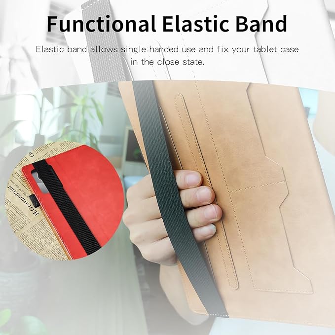 Case for Lenovo Tab M11 / Tab K11 LTE 11 Inch (TB330FU) 2024 Bussiness Premium PU Leather Protective Case Lightweight Flip Stand with Elastic Band & Card Holder for Lenovo Tab M11-Red