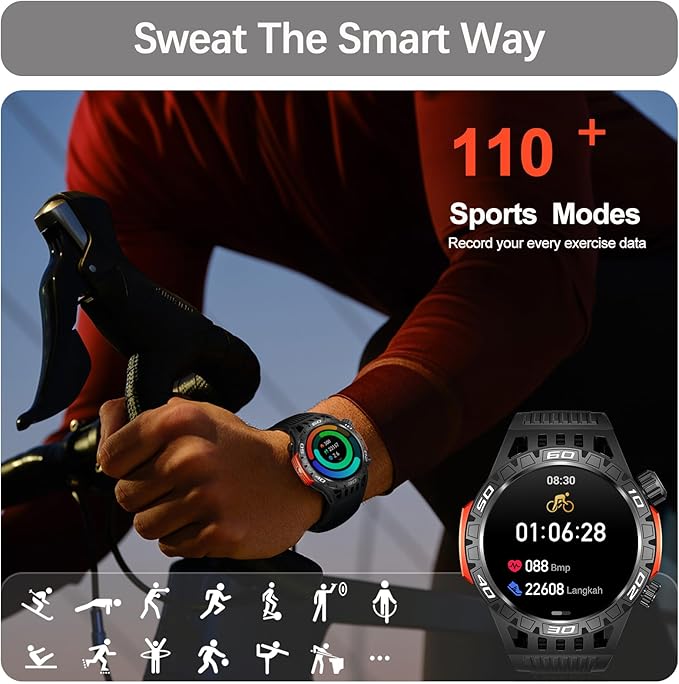Military Smart Watch for Men 1.46" Outdoor Tactical Sports Smartwatch with Answer/Make Call,Fitness Watch,Blood Oxygen,Heart Rate and Sleep Monitor Compatible with iPhone and Android Phones, Black
