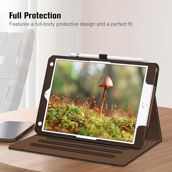 Fintie Case for iPad 9th / 8th / 7th Generation (2021/2020/2019) 10.2 Inch - [Corner Protection] Multi-Angle Viewing Stand Cover with Pocket & Pencil Holder, Auto Sleep Wake, Mushroom