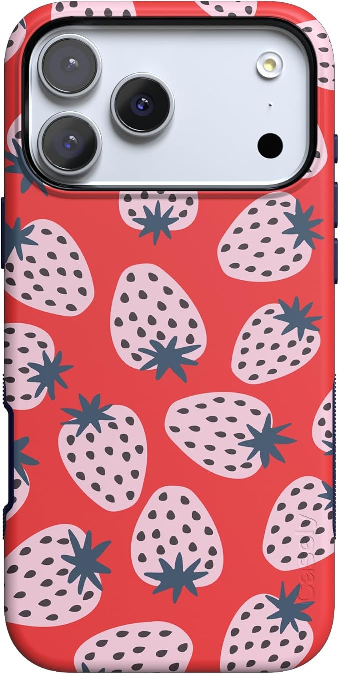 Casely iPhone 17 Pro Case | I'd Pick You | Red Strawberry | Compatible with MagSafe | Bold Protective Design