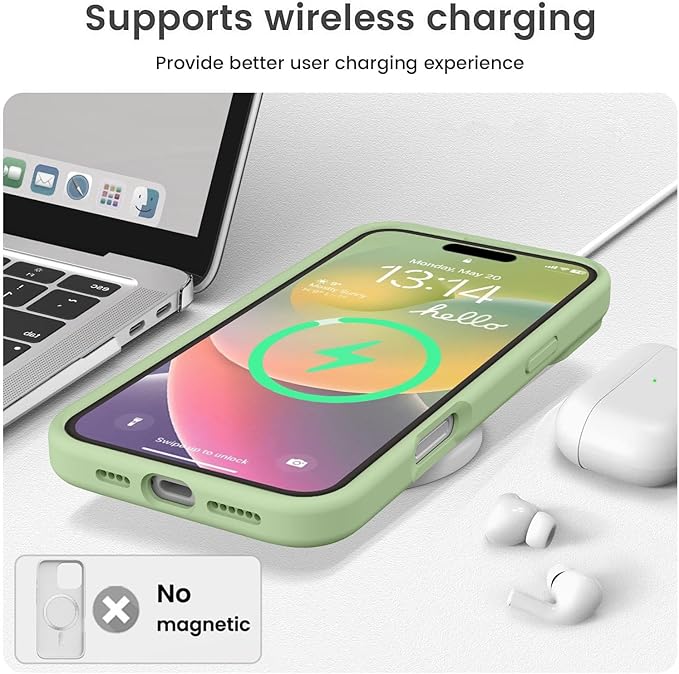 Vooii Compatible with iPhone 16 Pro Case, Liquid Silicone Upgrade [Camera Protection] [Soft Anti-Scratch Microfiber Lining] Shockproof Phone Case for iPhone 16 Pro 6.3 inch - Matcha