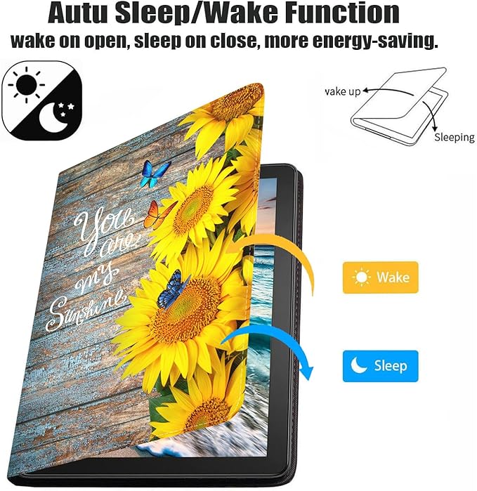 Case for Samsung Galaxy Tab A7 10.4 inch 2022/2020 (SM-T500/T503/T505/T507/T509), Premium PU Leather Stand Folio Cover with Auto Sleep/Wake, You are My Sunshine, Sunflower