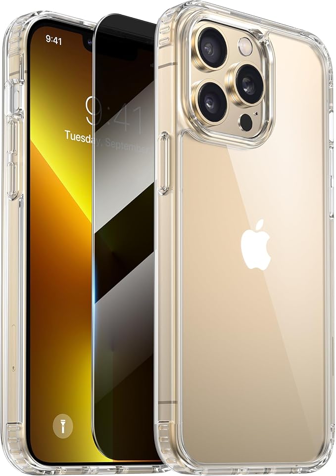 Diaclara Designed for iPhone 13 Pro Max Case, [with Privacy Screen Protector] [Anti Spy] [Military Grade Drop Protection] Heavy Duty Full-Body Shockproof Phone Case, Clear