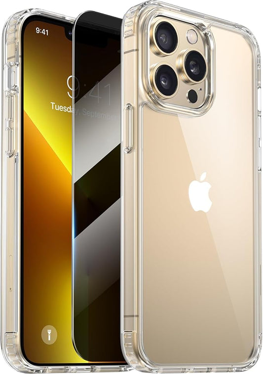 Diaclara Designed for iPhone 13 Pro Case, [with Privacy Screen Protector] [Anti Spy] [Military Grade Drop Protection] Heavy Duty Full-Body Shockproof Phone Case, Clear