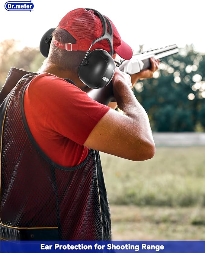 Dr.meter Noise Cancelling Headphones for Adults XL, SNR 35dB Noise Reduction Ear Muffs Safty Earmuffs, Ear Protection for Shooting Gun Range,Yard Work, Mowing, Construction, Workshops- Large Size