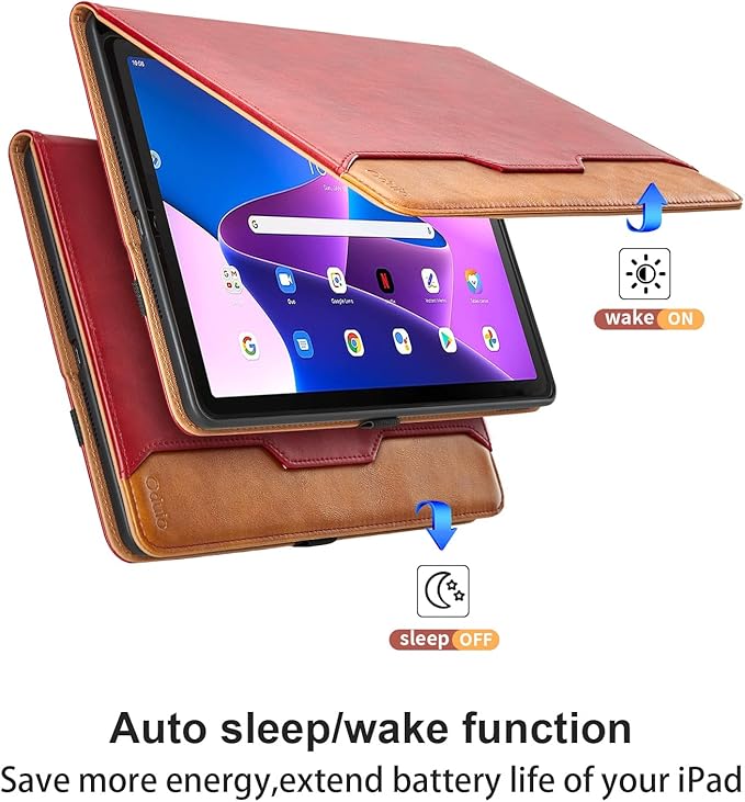 Case for Lenovo Tab M10 Plus 3rd Gen 10.6 Inch 2022 (TB125FU/TB128FU) - PU Leather Business Folio Case with Hand Strap and Pocket, Red