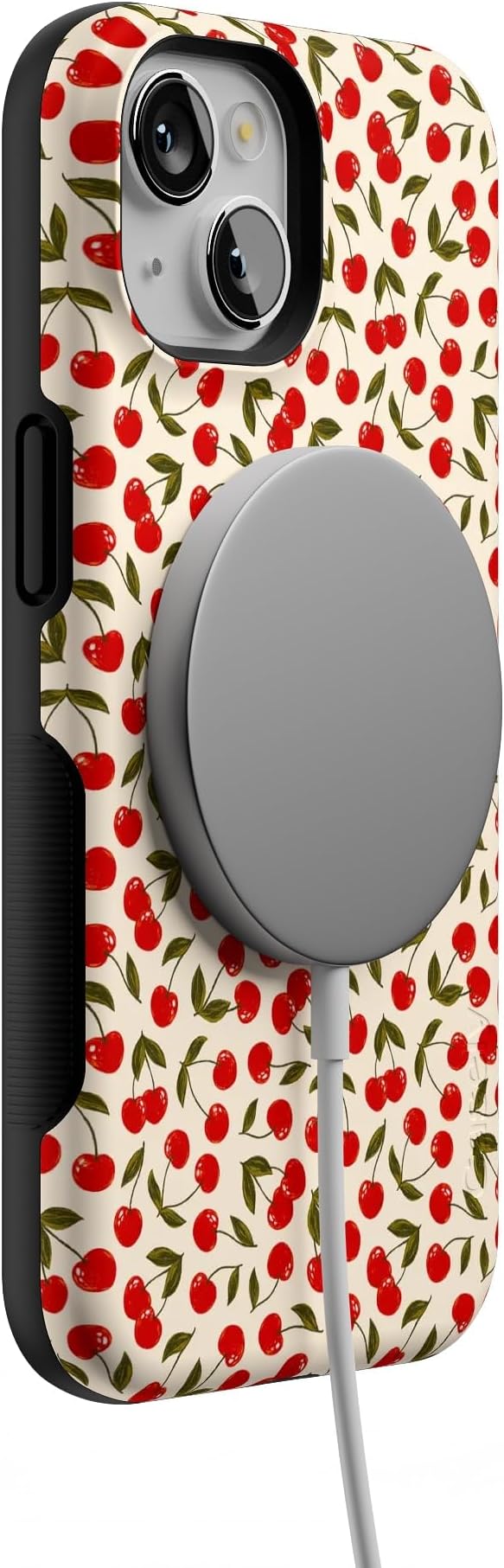 Casely iPhone 14 Case | Cherry on Top | Red Cherries Floral | Compatible with MagSafe | Bold Protective Design