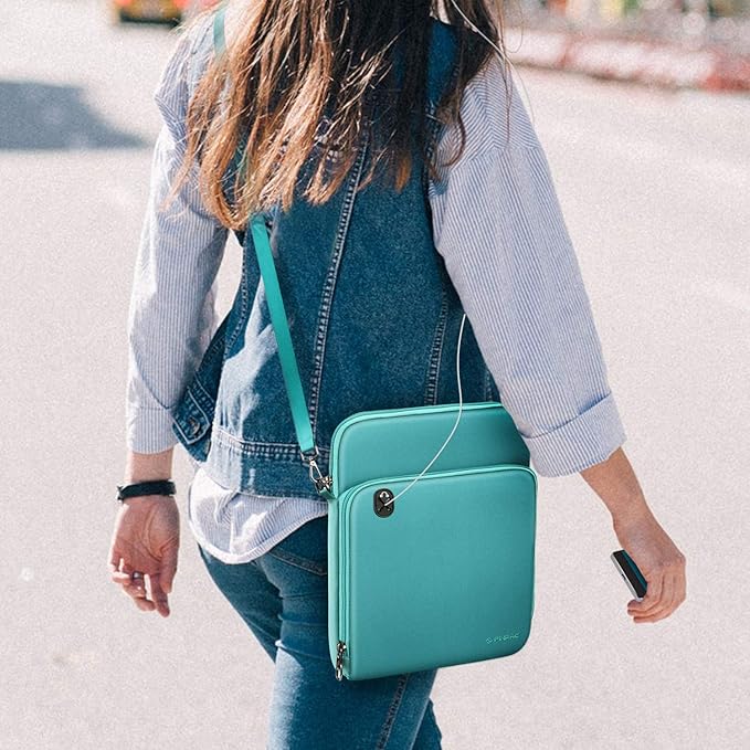 FINTIE 11 Inch Tablet Sleeve Case, Briefcase Shoulder Bag for 11" iPad (A16) 2025, Air M3 M2 2025/2024, 10.9" iPad 10th Gen, 10.9" Air 5/4, Galaxy Tab, Aqua Green