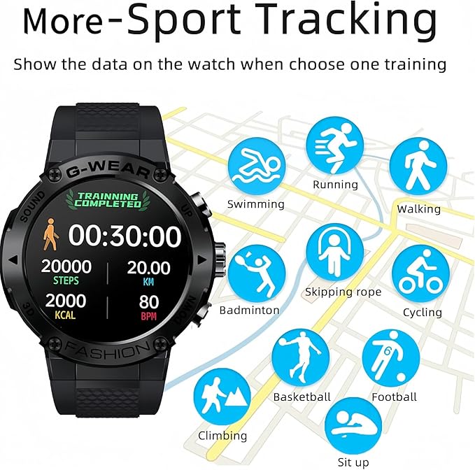 Military Smart Watch for Men Text&Call, 1.32'' AMOLED Fitness Tracker Watch Multi Sports Modes/Blood Pressure/SpO2/Heart Rate Monitor/IP68 Waterproof, Outdoors Sport Smartwatch for Android iOS