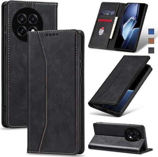 Jasonyu Flip Wallet Case for OnePlus 13R,Leather Magnetic Folio Cover with Card Holder,Kickstand - TPU Shockproof Durable Protective Phone Case,Black