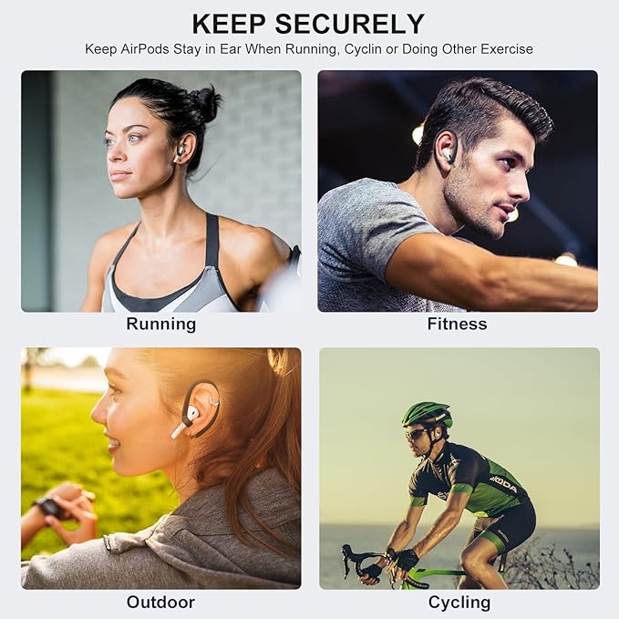 2 Pairs AirPods Ear Hooks for AirPods Pro 3, AirPods Pro 2, AirPods Pro, AirPods 4, 3, 2 & 1, Upgraded Anti Slip Sports Clip Hooks for AirPods 1, 2, 3, 4,Pro, Pro 2, Pro 3 – Black