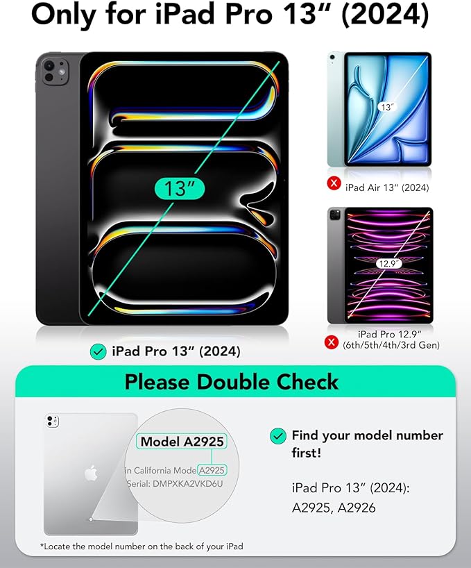 ESR for iPad Pro 13 Inch Case M4(2024), iPad Pro 13 Rotating Case with Removable Magnetic Cover, Adjustable Portrait/Landscape Stand with Raised Screen View, 9 Standing Angles, Shift Series, Red