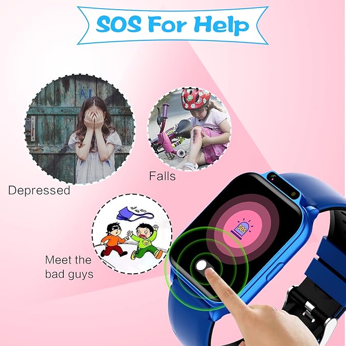 Smart Watch for Kids, 1.85" Fitness Tracker with Heart Rate, Sleep Monitor, IP68 Waterproof Smartwatches with Video Music, Pedometer, Game, NO APP/Phone, Gift for Boys Girls. (Classic, Blue)