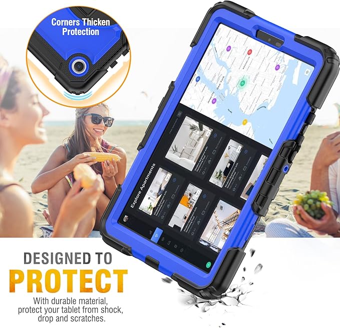 HXCASEAC Case for Samsung Galaxy Tab A9 8.7 Inch, Protective with Screen Protector/Hand Strap/Pen Holder, Sturdy Shockproof for Samsung A9 Tablet Case SM-X110 SM-X115 SM-X117 - Blue