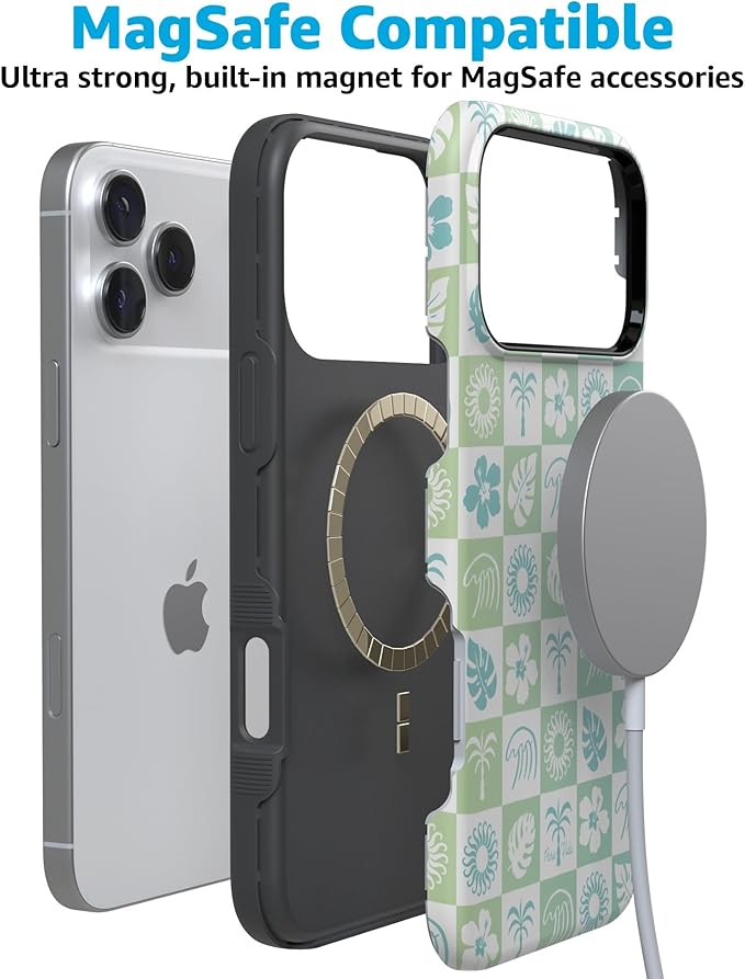 Casely iPhone 17 Pro Case | Coastal Checkers | Pura Vida | Compatible with MagSafe | Bold Protective Design