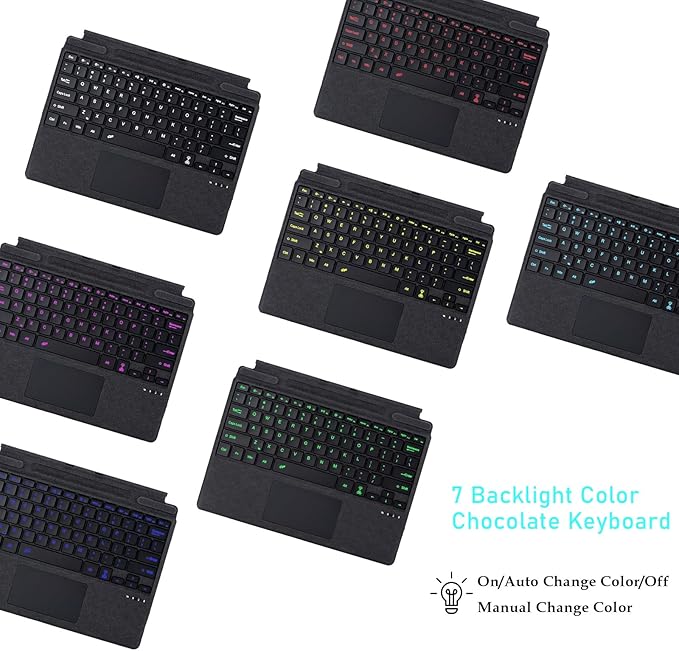 ZenRich Rugged Case with Keyboard for Surface Pro 9/10/11,Bluetooth Keyboard Case for Microsoft Surface Pro 11/10/9 with 360° Rotating Hand Strap & Stand