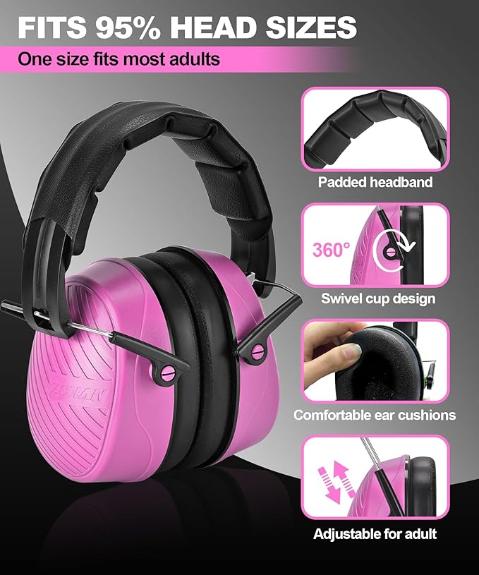 ZOHAN 019 Noise Cancelling Headphones for Adult - NRR 28dB Hearing Protection Ear Muffs for Working, Shooting, Mowing, Autism, Construction