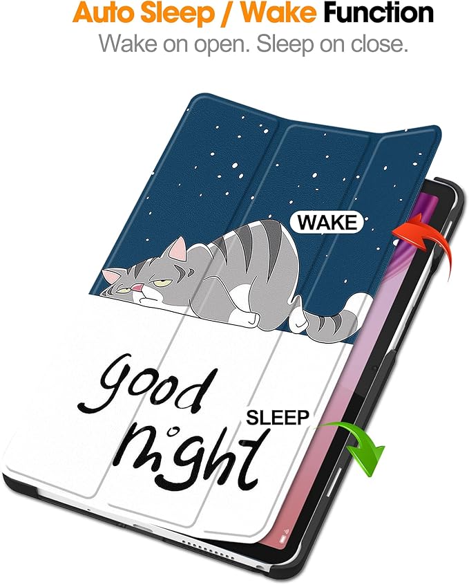 Case for Lenovo Tab One 8.7'' / Tab K9 Case, Folding Folio Ultra-Thin PU Leather Stand Case Cover with Auto Wake/Sleep for Lenovo Tab K9 8.7 Inch Lazy Cat