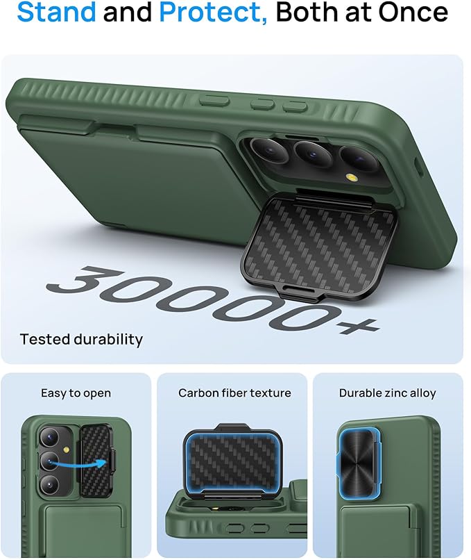 for Samsung Galaxy S25 FE Case Wallet with Stand, Built-in Card Holder & Camera Cover, Military Grade Drop Protection Shockproof Rugged Protective Wallet Phone Case for S25 FE 2025, Green