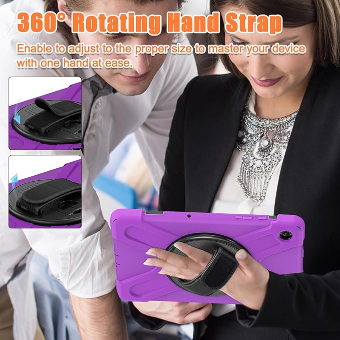 TSQQST Samsung A9 Plus Tablet Case 11 Inch 2023 for Kids with Screen Protector+Stand+Hand Shoulder Strap | Silicone Defender Case for Samsung Galaxy Tab A9+ Plus SM-X210/X216/X218-Purple