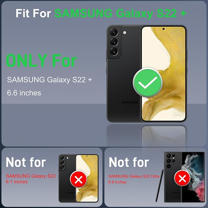 for Samsung Galaxy S22 Plus Case with [2 Pack] HD Screen Protector, [Military-Grade] Shockproof Dust/Drop Proof 3-Layer Full Body Protection Heavy Duty Case for Galaxy S22+ Plus, Green