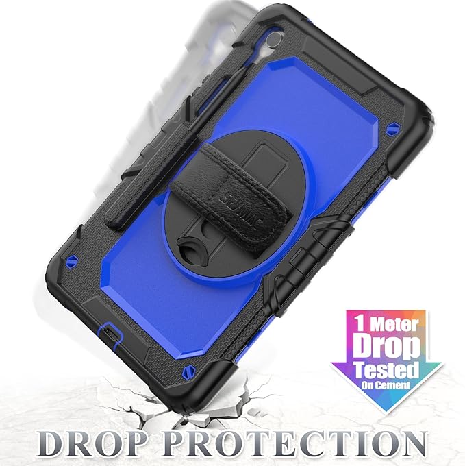 SEYMAC stock Case for Samsung Galaxy Tab S10 Lite / S10 FE / S9 FE 5G / S9 Tablet Case 10.9''/ 11'' Protective with Screen Protector, Pen Holder, 360 Rotate Stand, Hand Strap, Shoulder Strap, Blue1