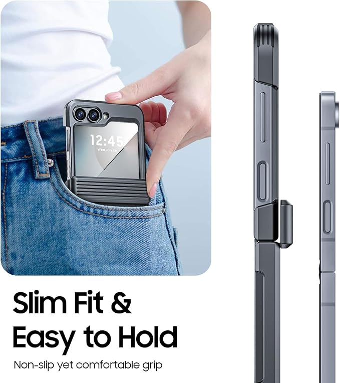 CENMASO for Galaxy Z Flip 6 Case/Z Flip 7 FE Case with Hinge Protection & Built-in Screen Protector, Ultra-Thin Full-Body Shockproof Protection Phone Case for Z Flip 6/Flip 7 FE-Black