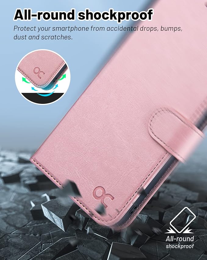OCASE Compatible with Galaxy S23 5G Wallet Case, PU Leather Flip Folio Case with Card Holders RFID Blocking Kickstand [Shockproof TPU Inner Shell] Phone Cover 6.1 Inch (2023) -Pink