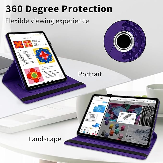 Rotating Case for Samsung Galaxy Tab A 10.1 2019 Model SM-T510/T515,360° Rotating Multi-Angle Viewing Stand Cover PU Leather Business Folio Protective Cases, Purple