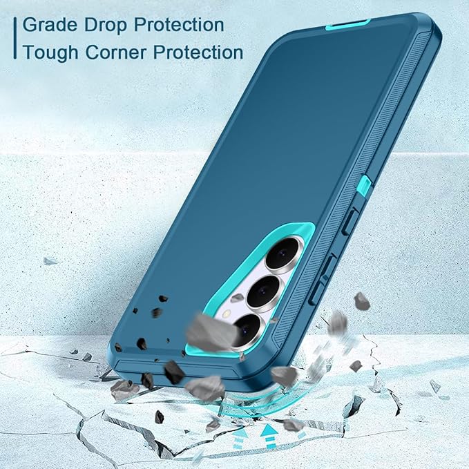 for Samsung Galaxy S25 FE Case Heavy Duty Protective Shockproof Dropproof 3-Layer Full Body Protection [Without Screen Protector] Tough Rugged Case for Galaxy S25 FE,Turquoise