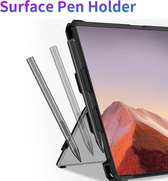 Case Fit 12.3" Microsoft Surface Pro 7 Plus/7/6/5/4/LTE, Protective Rugged Cover Case, with Stylus Pen Holder, Compatible with Type Cover Keyboard