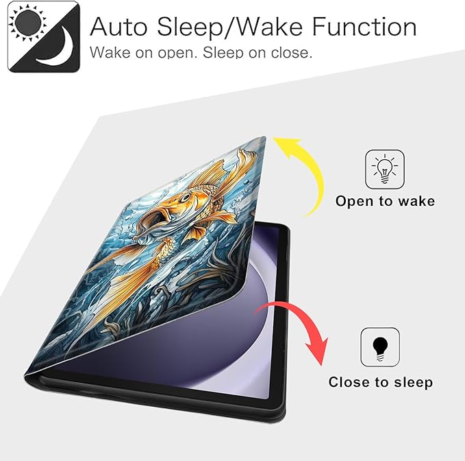 Case for Samsung Galaxy Tab A9 8.7-Inch 2023, Slim PU Leather Stand Cover with Auto Wake/Sleep, Multi-Angle Viewing & Shockproof, Angry Carp