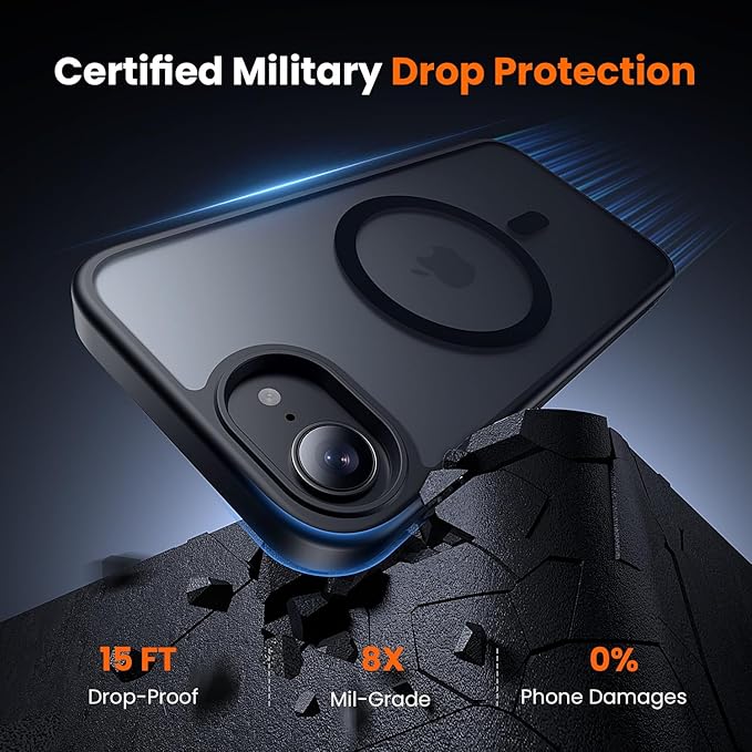 3 in 1 for iPhone 16 E Case, Screen Protector*2,Matte Skin Feeling Back Cover Military-Grade Protection for iPhone 16e Phone Case 6.1 inch Matte Black