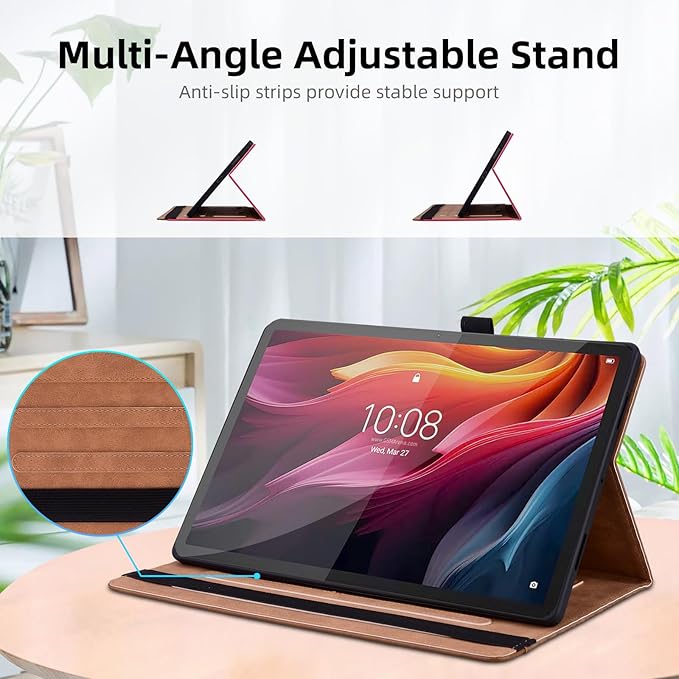 Case for Lenovo Tab K11 Plus 11.45 inch 2024 Released,PU Leather Tablet Folio Case for Lenovo Tab K11 Plus with Card Holder,Multi-Angle Stand - Brown