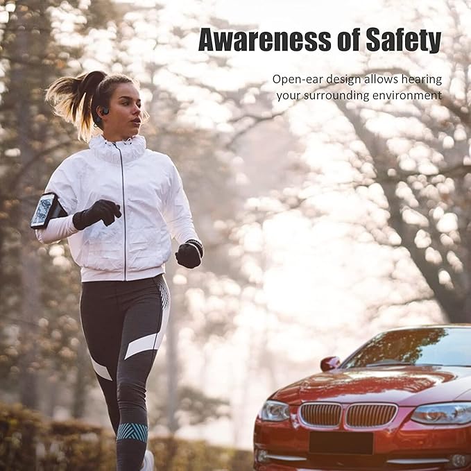 Headset Open Ear Headphones - IPX5 Waterproof Bluetooth Bone Conduction Headphone Wireless Earphones, Type-C Charging, Long Battery Life, 25g Lightweight Red