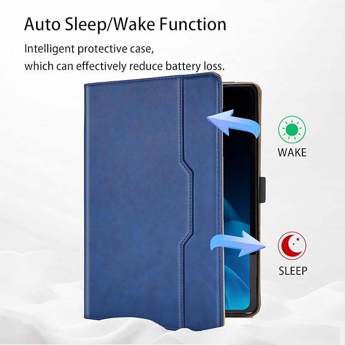 Case for Samsung Galaxy Tab S10 Lite/ S10 FE/ S9 FE 5G 10.9 Inch/Tab S9 11 Inch, PU Leather with Built-in S Pen Holder Magnetic Multi-Angle Stand Cover for Man,Woman,Blue